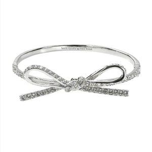 Kate Spade Silver Skinny Mini Pave Bow Bangle